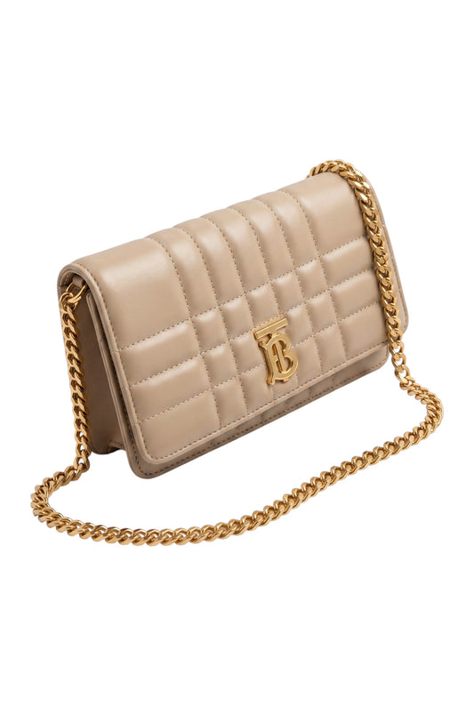 Clutch Burberry de Cuero Matelaseado Beige