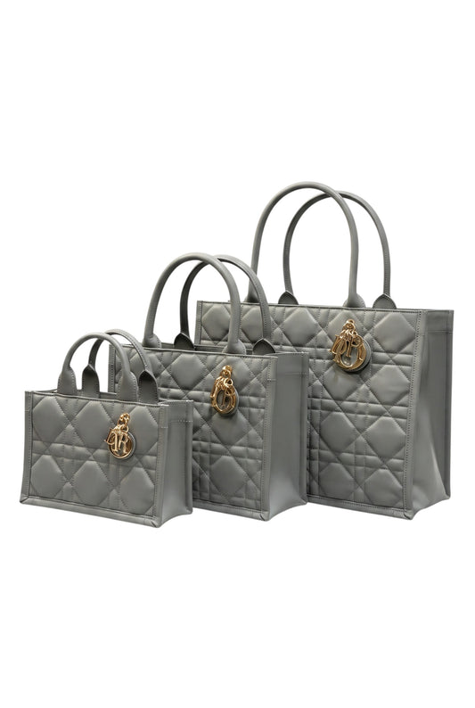 ✨ Bolso Tote Acolchado en Cuero - Gris en 3 tamaños