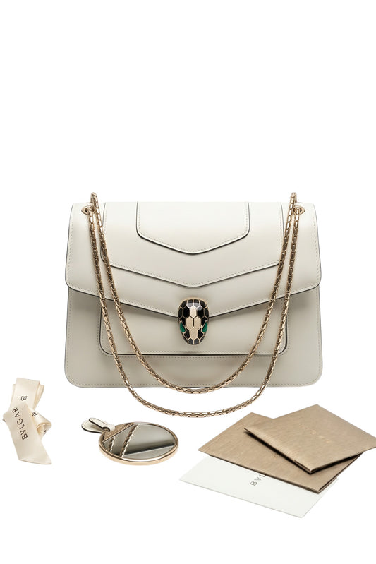 🖤 Bolso Bvlgari Serpenti Forever de piel blanca