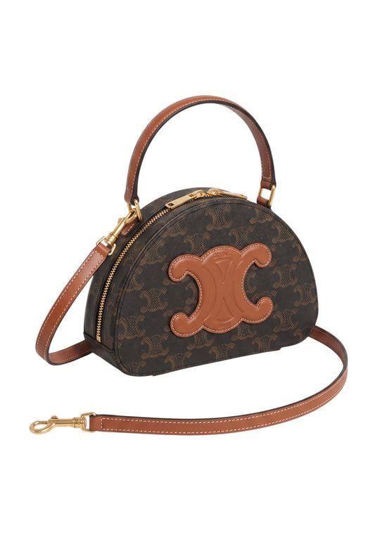 Bolsa Celine Meia-Lua Triomphe Mini – Marrom