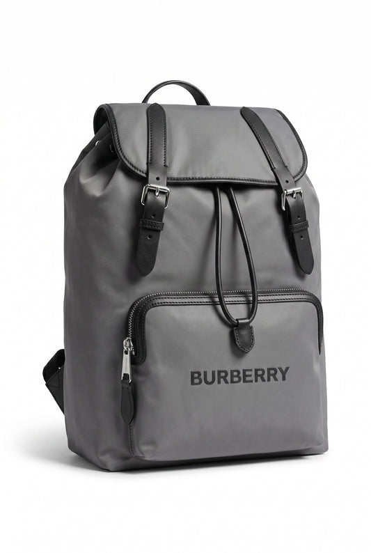 Mochila Burberry de lona de algodón gris marengo