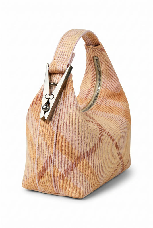 Nuevo Bolso Peg de Punto Jacquard beige
