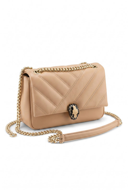 Bolso Bvlgari Serpenti Cabochon en Piel Beige