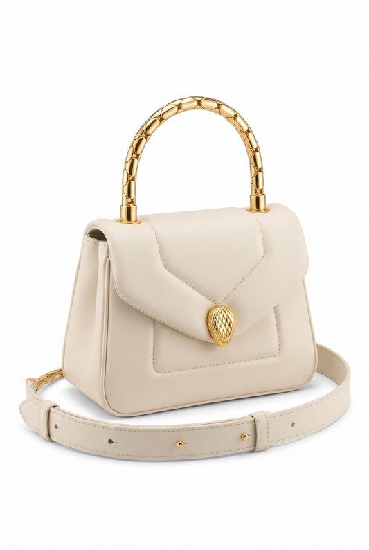 Bolso beige de mano pequeño Bvlgari