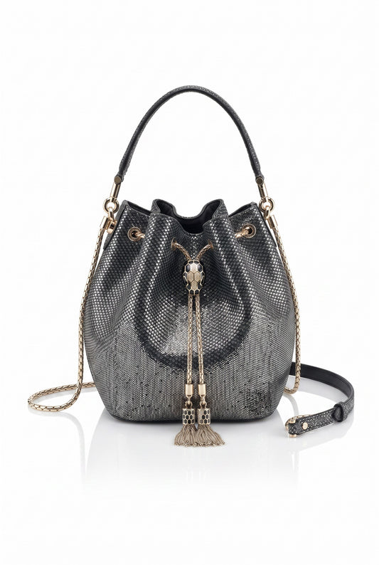 Bolso Bucket Bvlgari Serpenti Gris