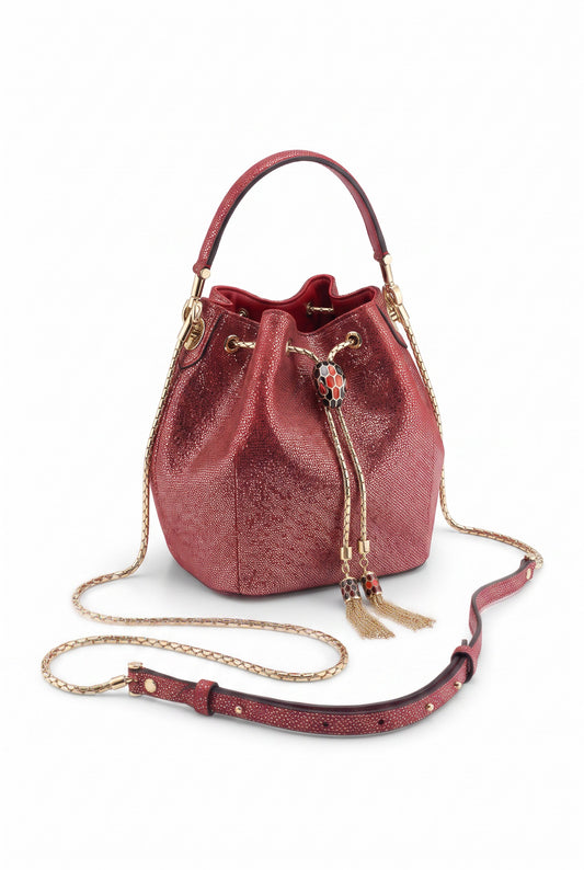 Bolso cubo Bvlgari Serpenti Rojo