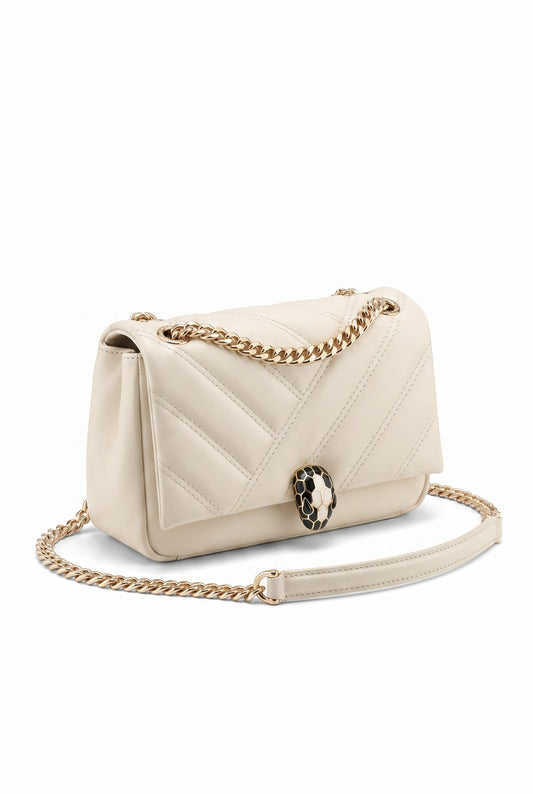 Bolso Bvlgari Serpenti Cabochon de piel blanca