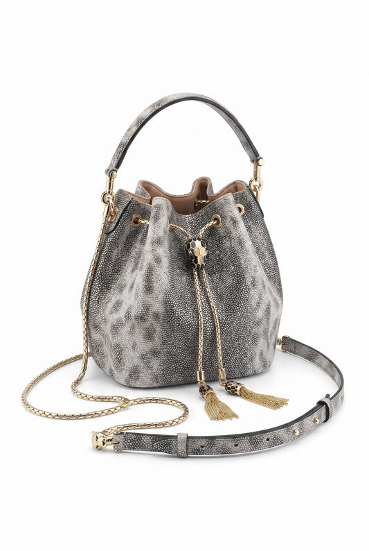 Bolso bucket Bvlgari Serpenti plateado
