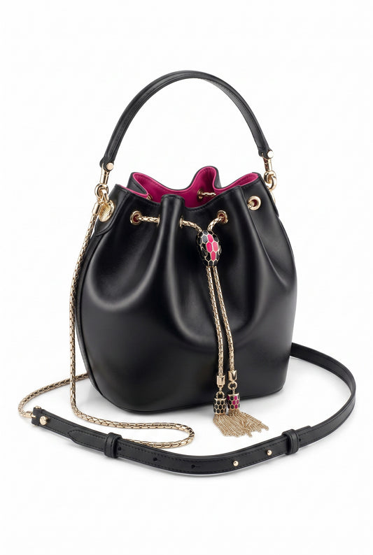 Bolso Bucket Bvlgari Serpenti Negro